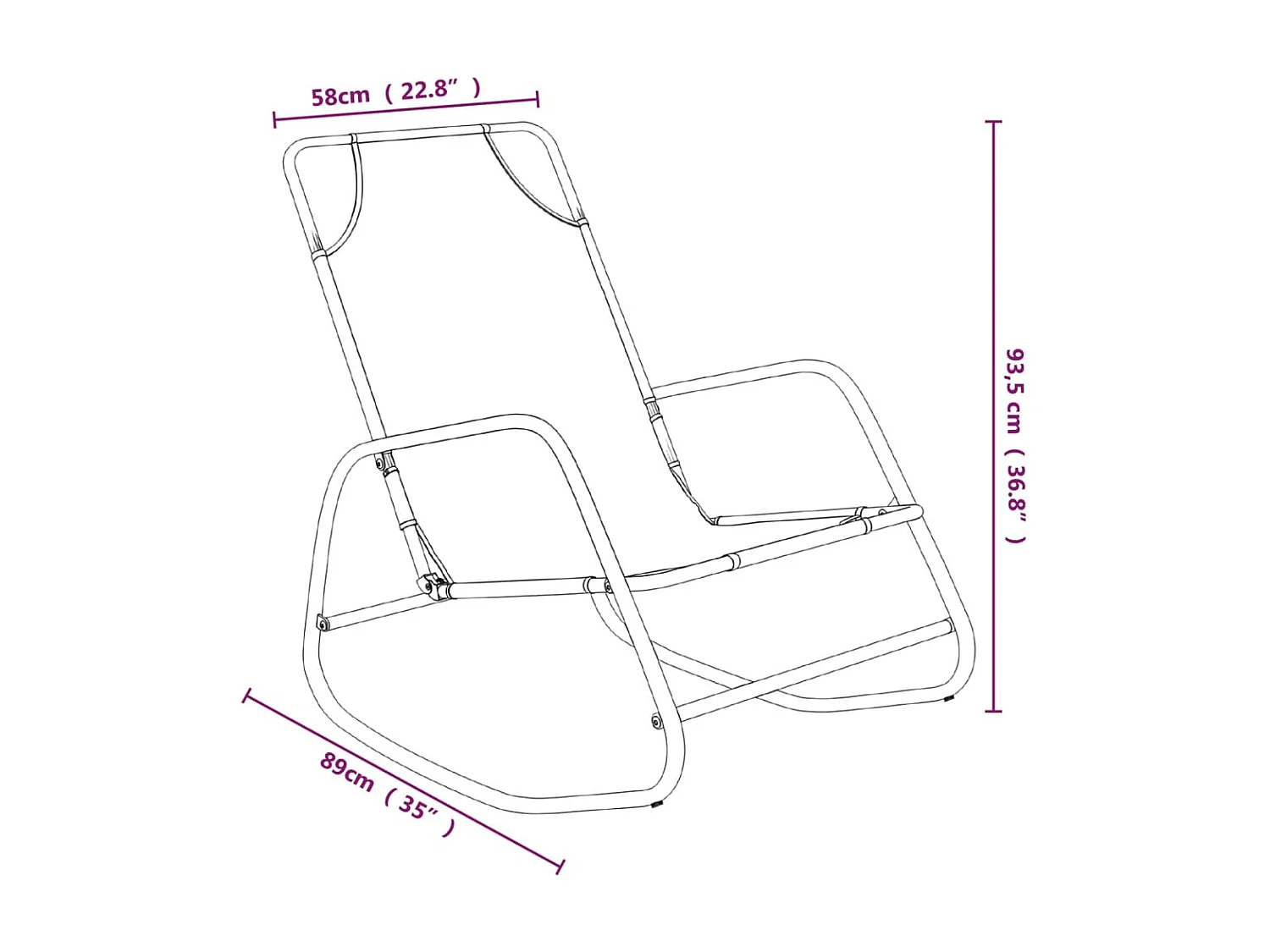 Lot de 2 Chaises longues à bascule Crème Acier et textilène BE86723