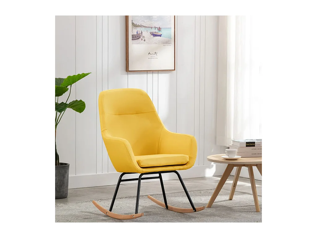 Fauteuil à bascule Jaune moutarde Tissu BE81170