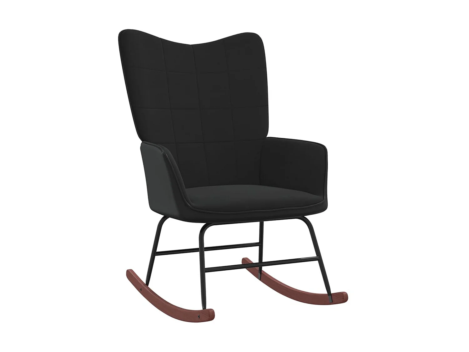 Fauteuil à bascule Noir Velours et PVC BE3094