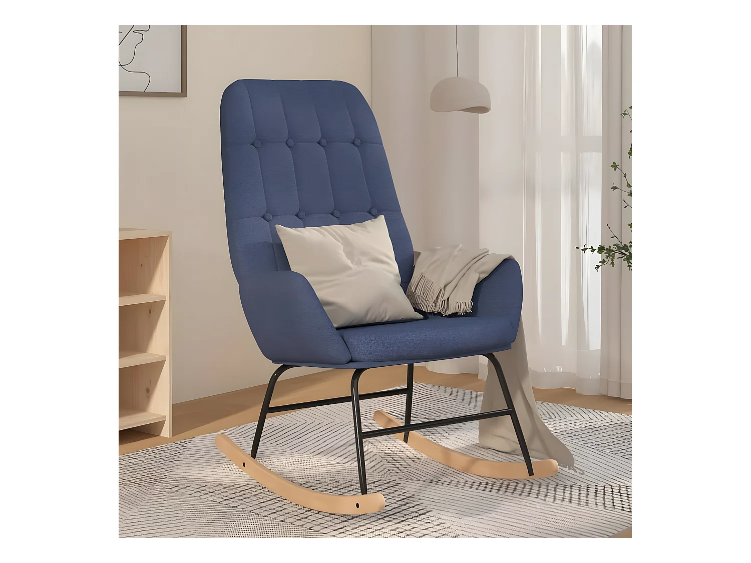 Fauteuil à bascule Bleu Tissu BE5944