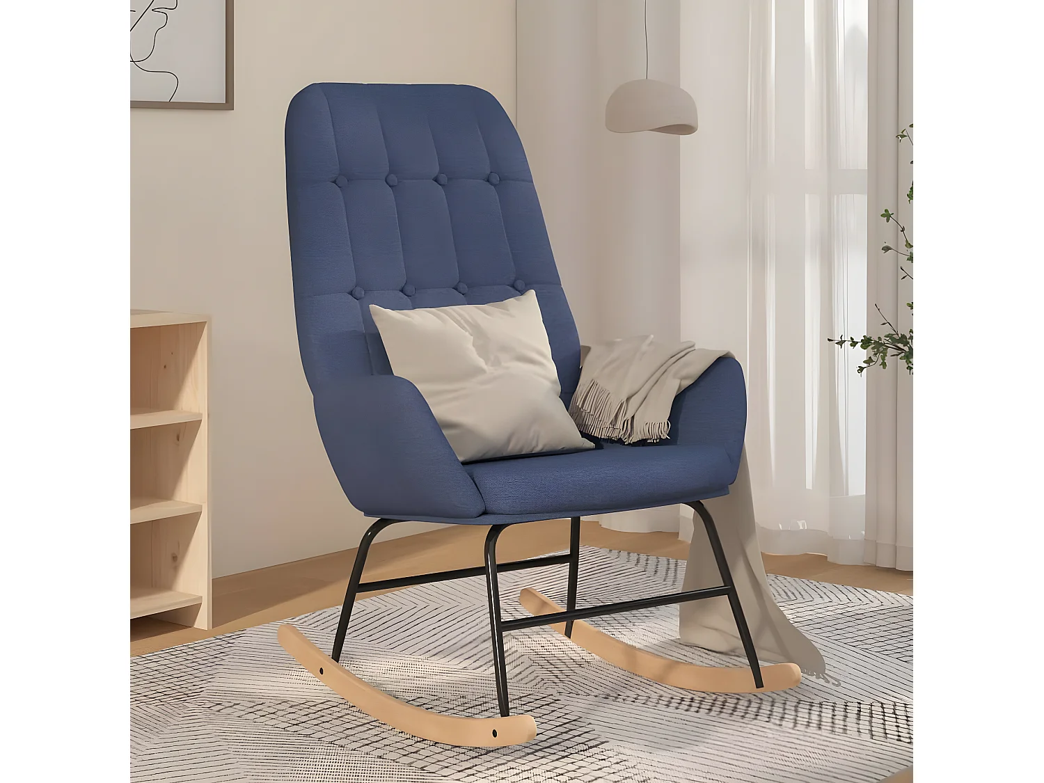 Fauteuil à bascule Bleu Tissu BE5944