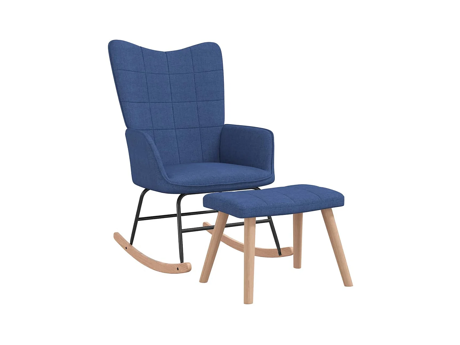 Fauteuil à bascule avec tabouret Bleu Tissu BE25120