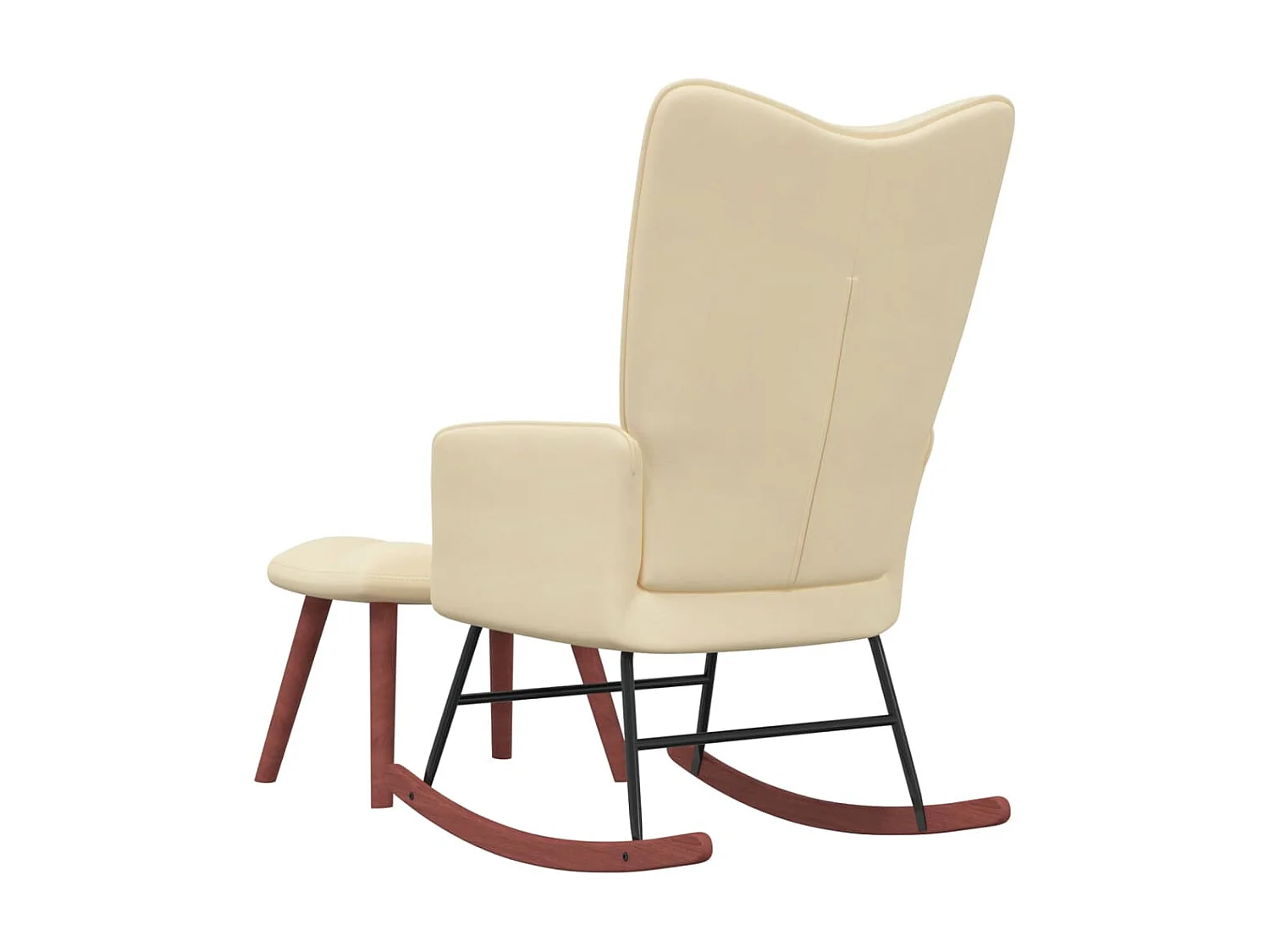 Cadeira de baloiçar com banco veludo branco nata PT484671