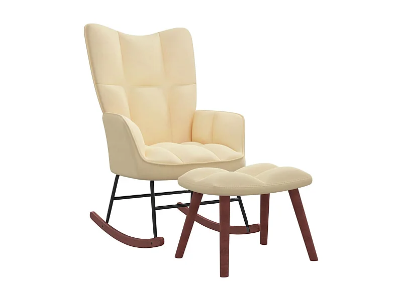 Cadeira de baloiçar com banco veludo branco nata PT484671