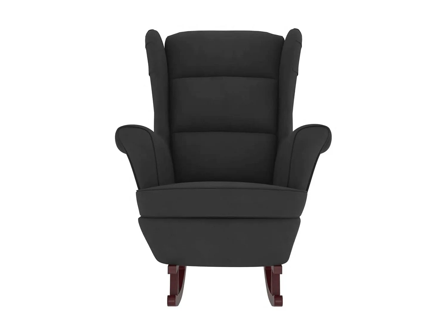 Fauteuil à bascule avec pieds en bois et tabouret Noir Velours BE5101