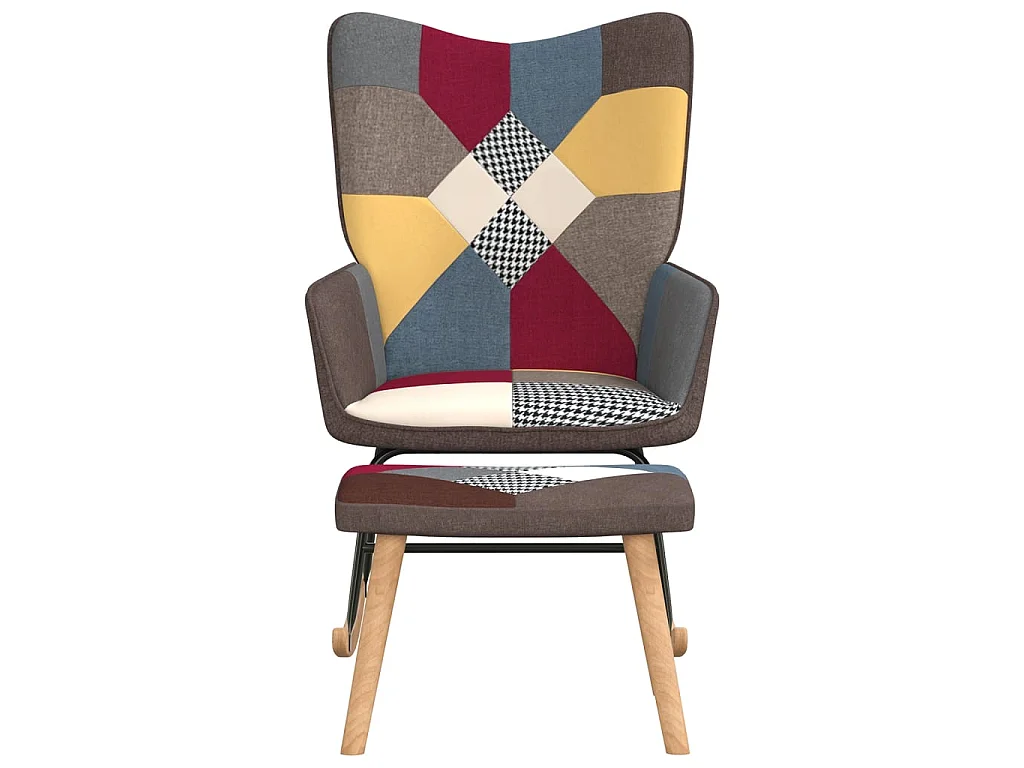 Schommelstoel met voetenbank patchwork stof NL977931