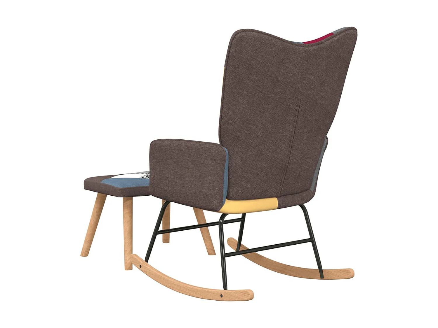 Schommelstoel met voetenbank patchwork stof NL977931