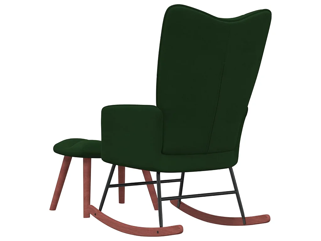 Fauteuil à bascule avec repose-pied Vert foncé Velours BE99461