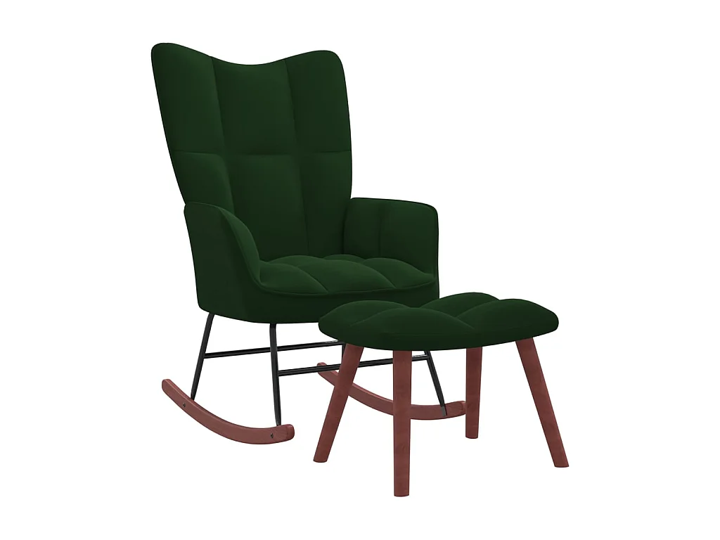 Fauteuil à bascule avec repose-pied Vert foncé Velours BE99461