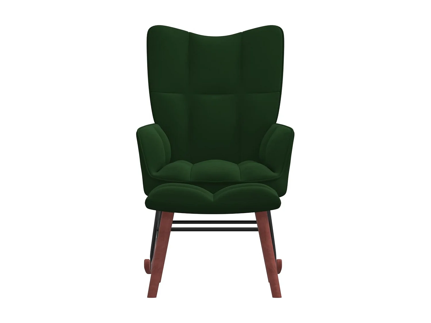 Silla mecedora con reposapiés terciopelo verde oscuro ES87121