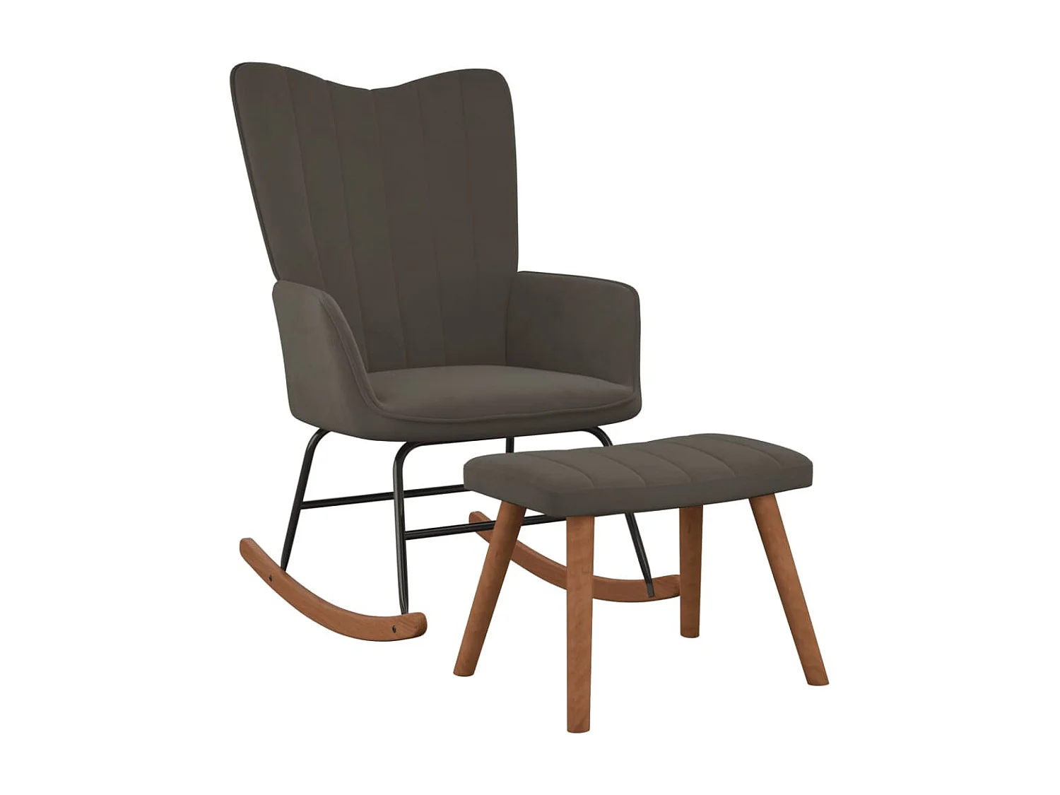 Cadeira de baloiço com banco veludo cinzento-escuro PT602511