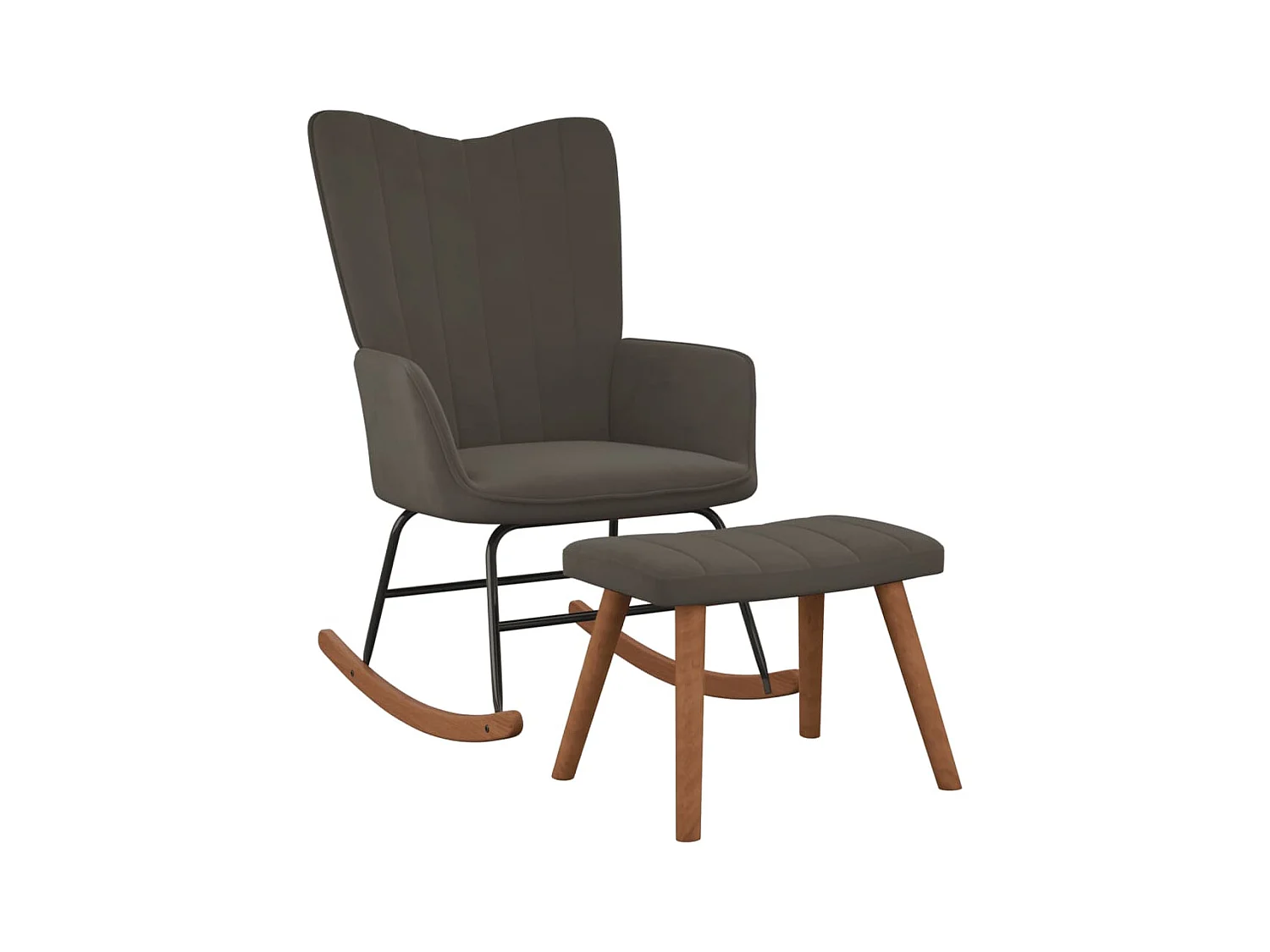 Fauteuil à bascule avec repose-pied gris foncé Velours BE5685