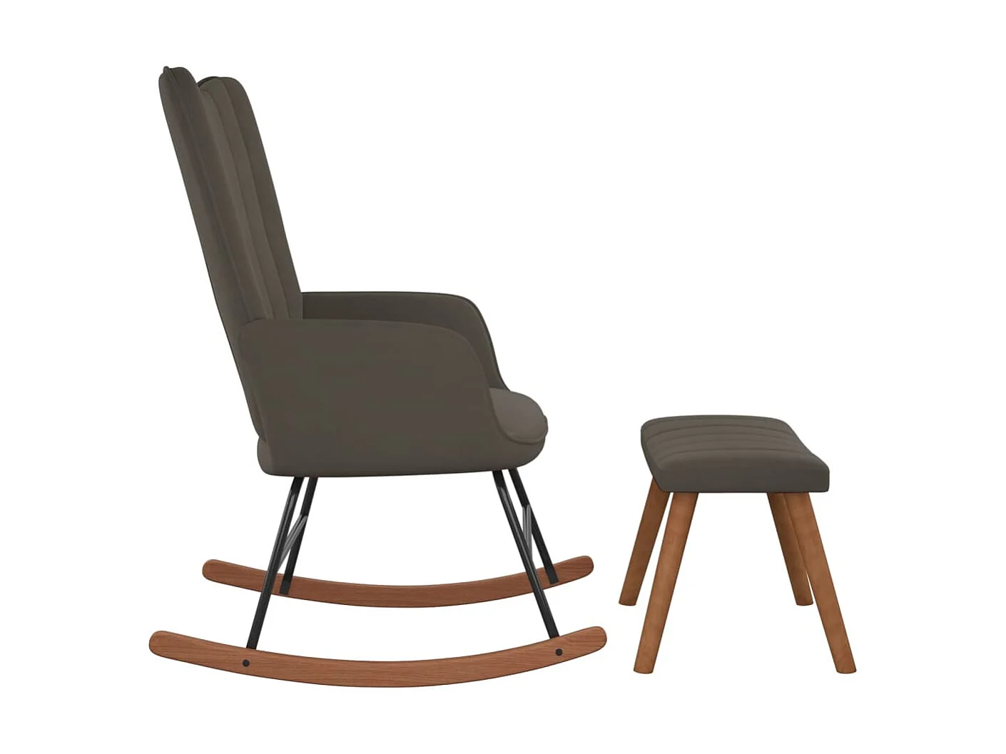 Fauteuil à bascule avec repose-pied gris foncé Velours BE5685