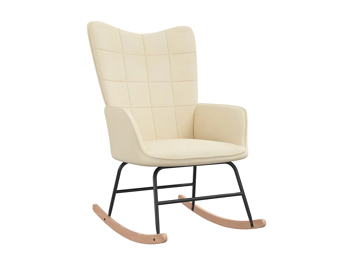 Silla mecedora de tela color crema ES32810