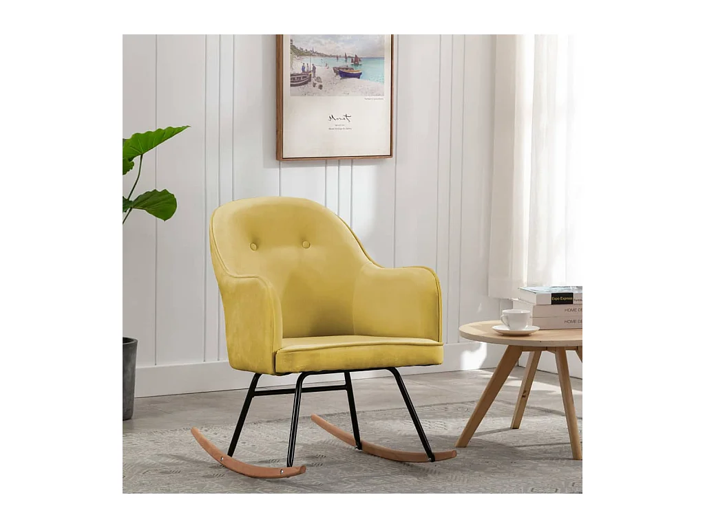 Fauteuil à bascule Jaune moutarde Velours BE38265