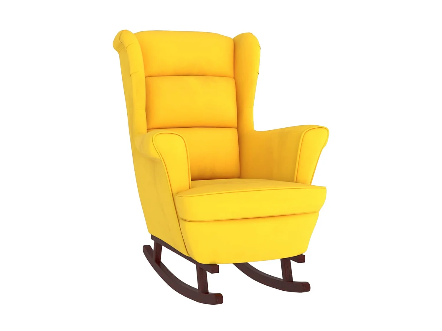 Fauteuil à bascule pieds en bois massif d'hévéa Jaune Velours BE8174