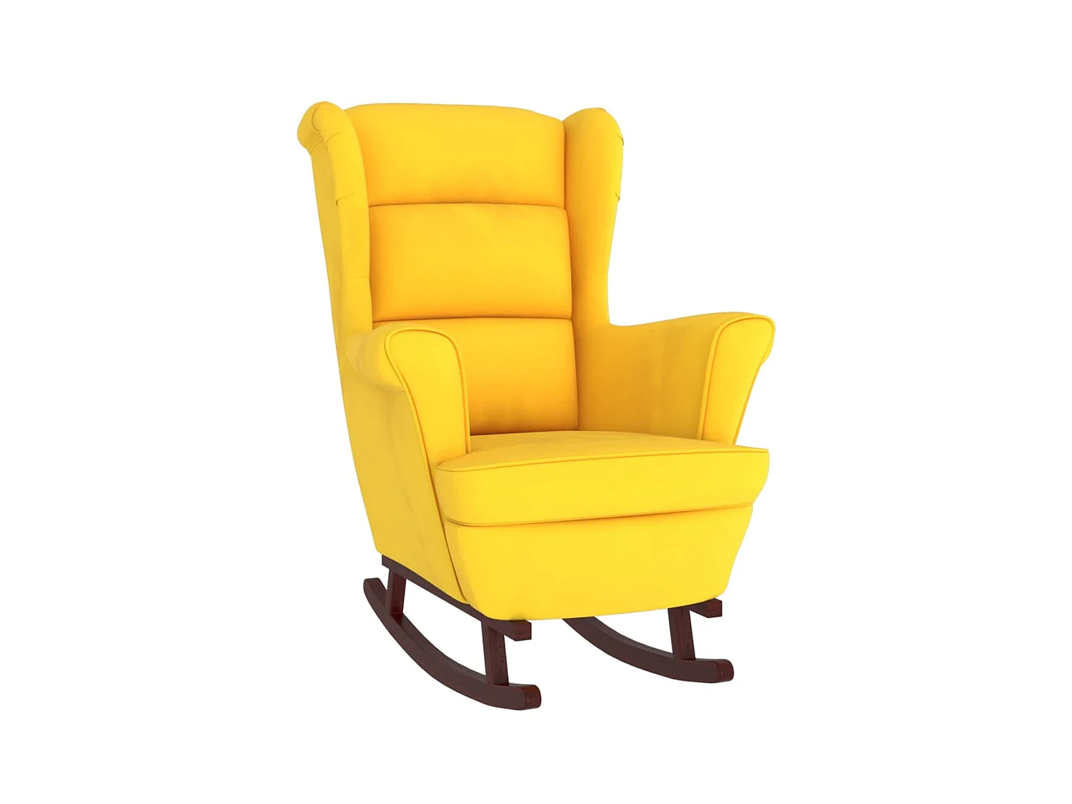 Silla mecedora patas de madera de caucho terciopelo amarillo ES25085