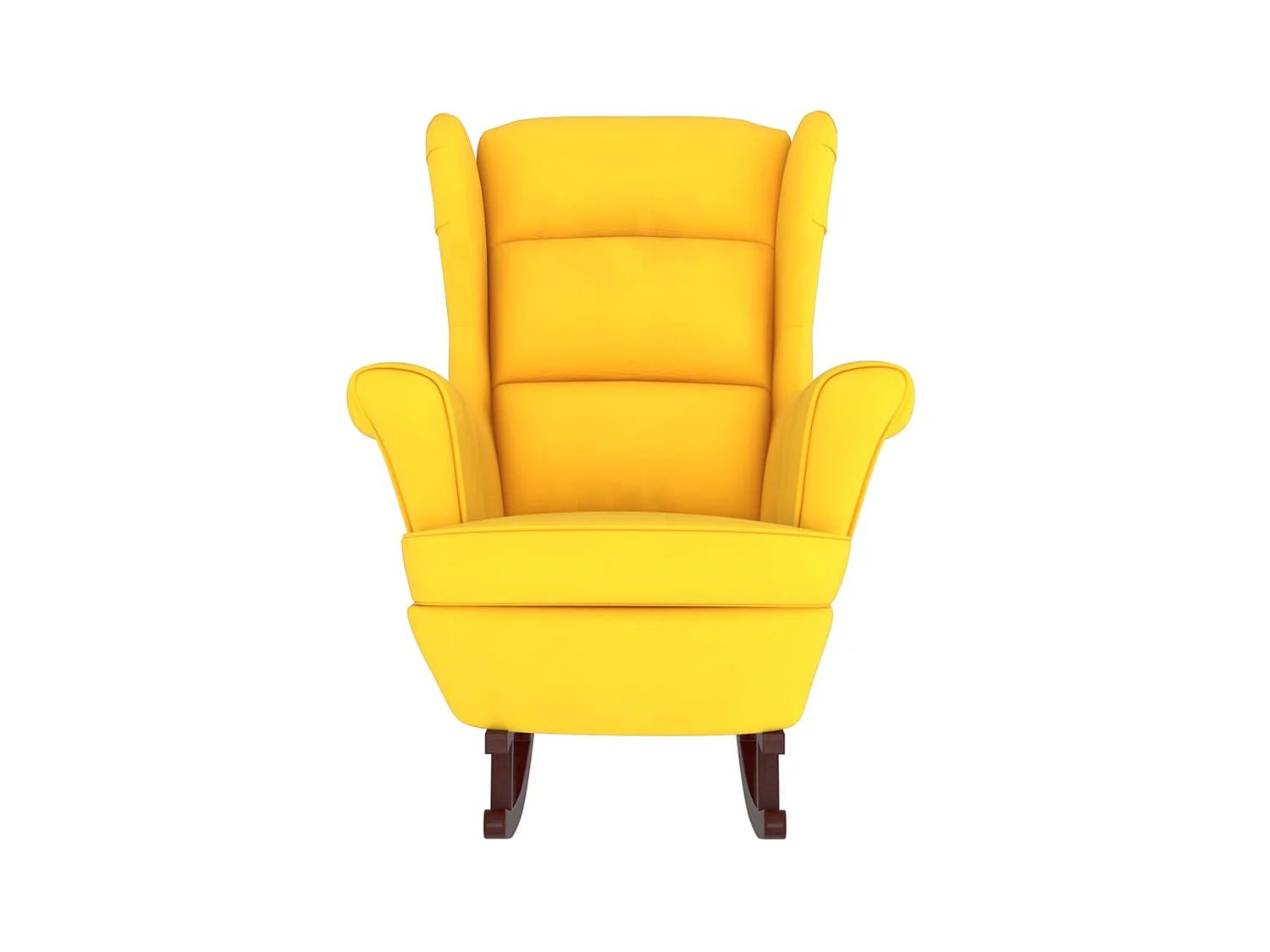 Silla mecedora patas de madera de caucho terciopelo amarillo ES25085