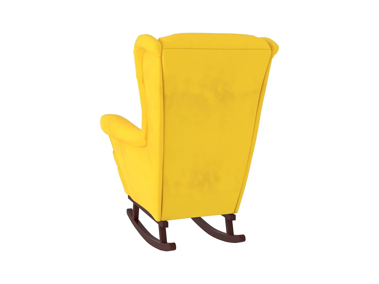 Silla mecedora patas de madera de caucho terciopelo amarillo ES25085