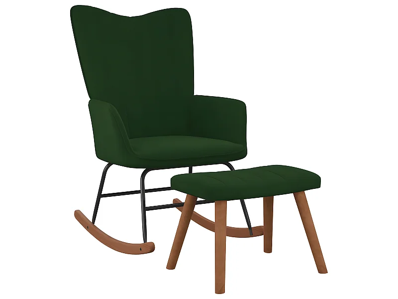 Fauteuil à bascule avec repose-pied Vert foncé Velours BE6667