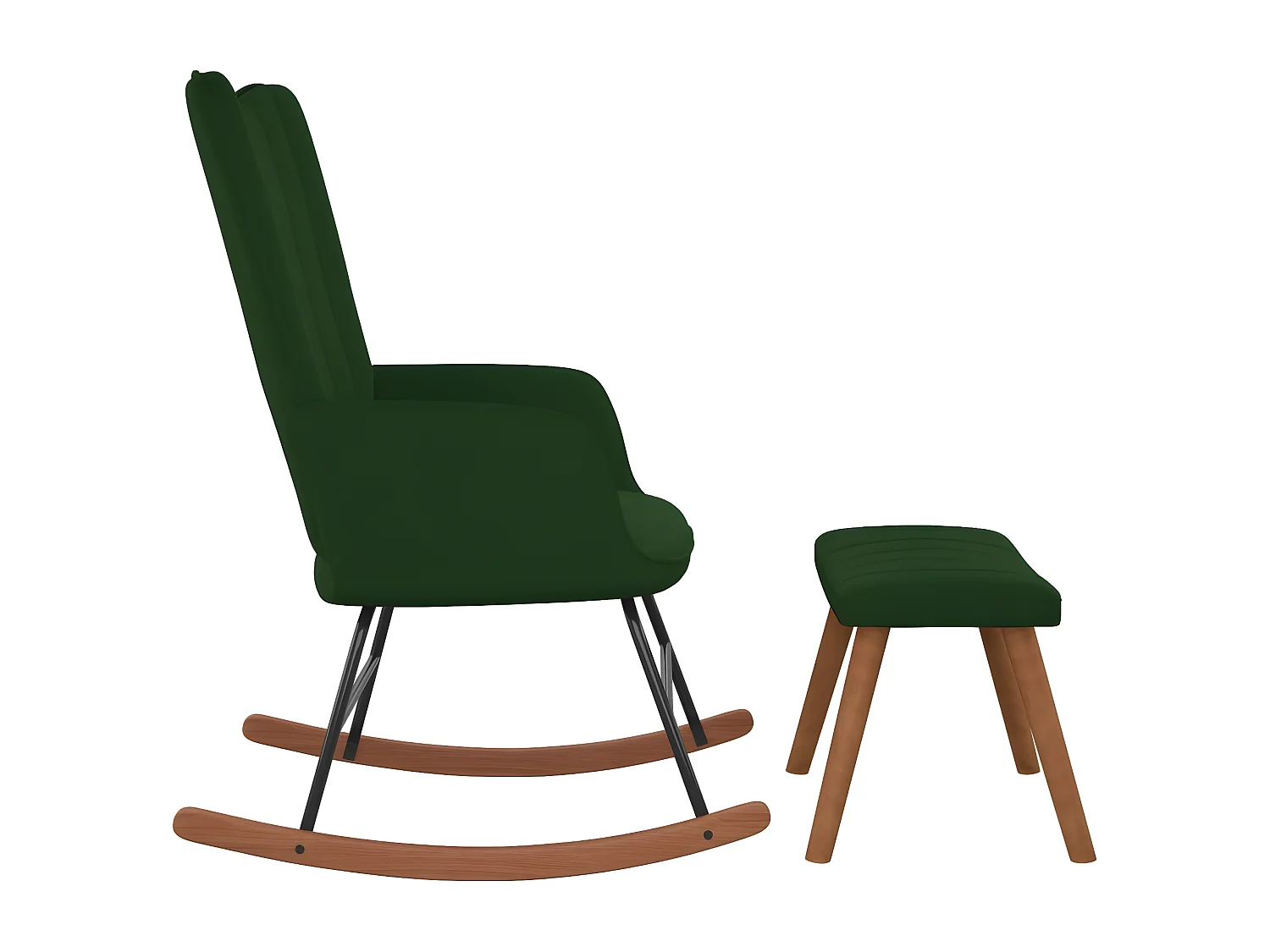 Fauteuil à bascule avec repose-pied Vert foncé Velours BE6667