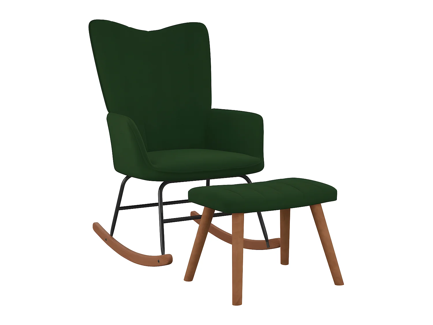 Silla mecedora con reposapiés terciopelo verde oscuro ES25504