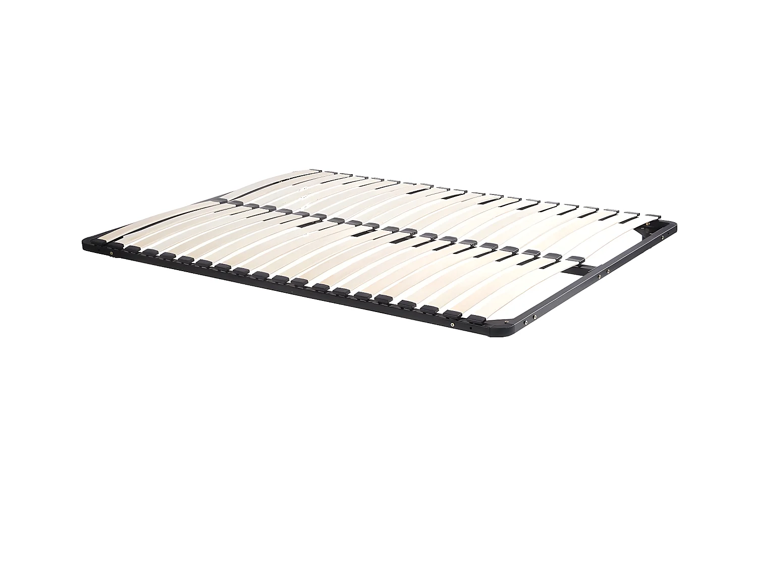 Lit 120 x 190/200 cm avec rangements - Blanc et naturel + Sommier + Matelas - KINSELIA