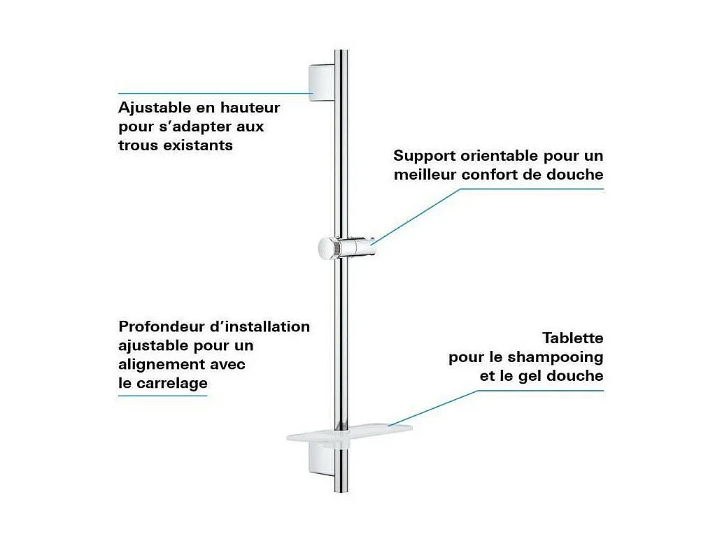 - Barre de douche 600 mm