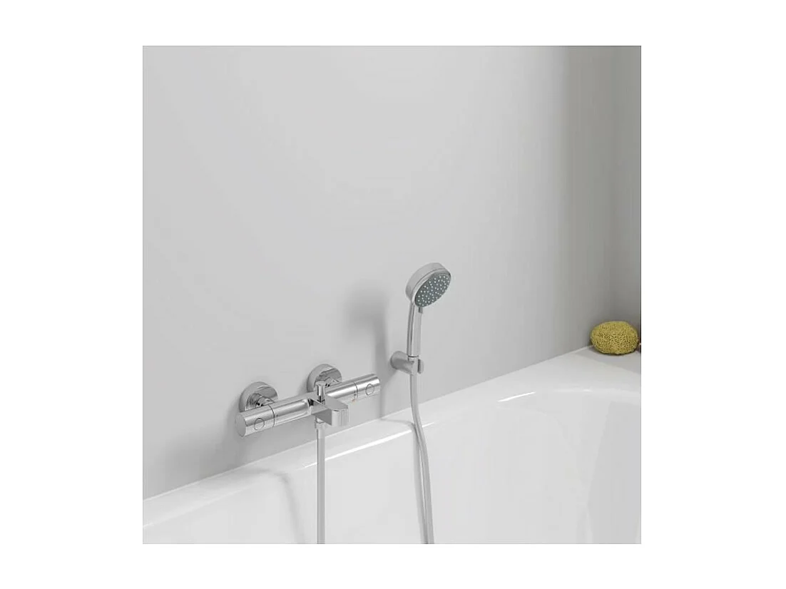 Thermostat-Bad- und Duschmischer GROHE Quickfix Precision in glänzendem Chrom - Aufputz-Wandmontage