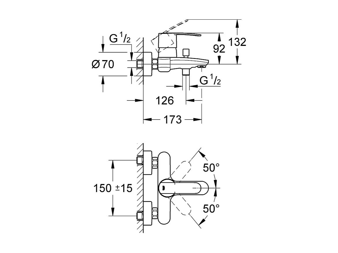 Bad- en douchemengkraan GROHE Quickfix Wave Cosmopolitan