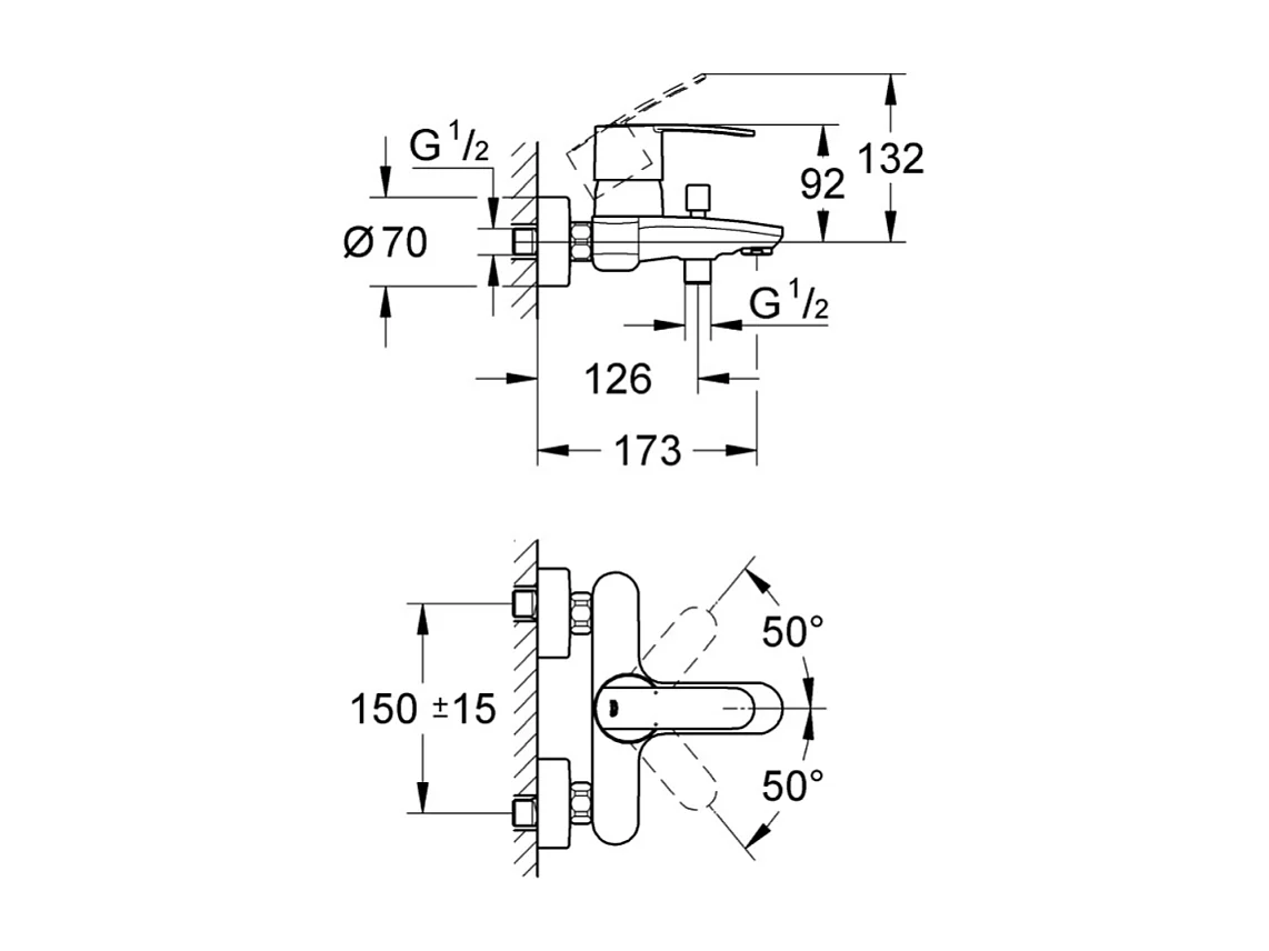Bad- en douchemengkraan GROHE Quickfix Wave Cosmopolitan