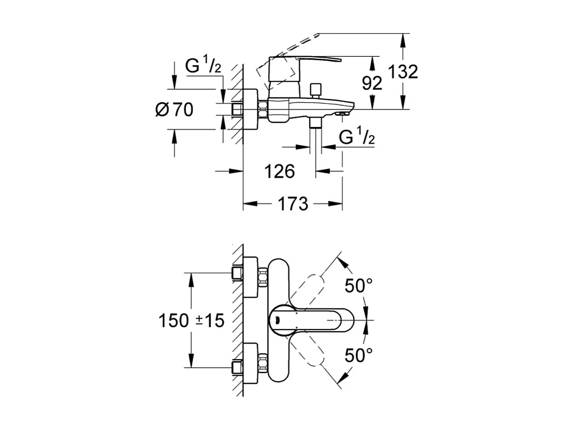Mitigeur bain douche mécanique GROHE Wave Cosmopolitan