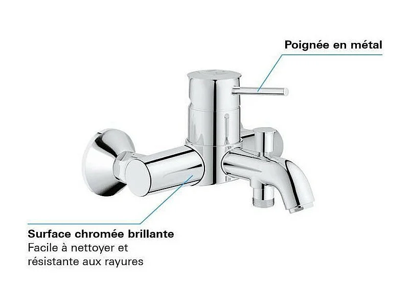 Mechanische Bad- und Duschmischbatterie GROHE Quickfix Start Classic verchromt