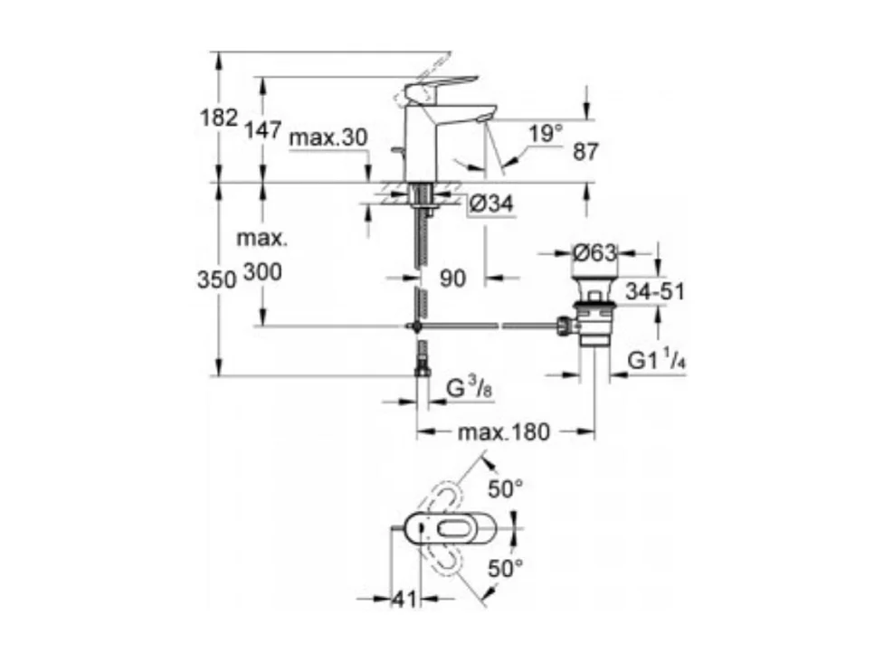 Wastafelkraan GROHE BauLoop 23335000 Eengreeps Chroom Waterbesparing