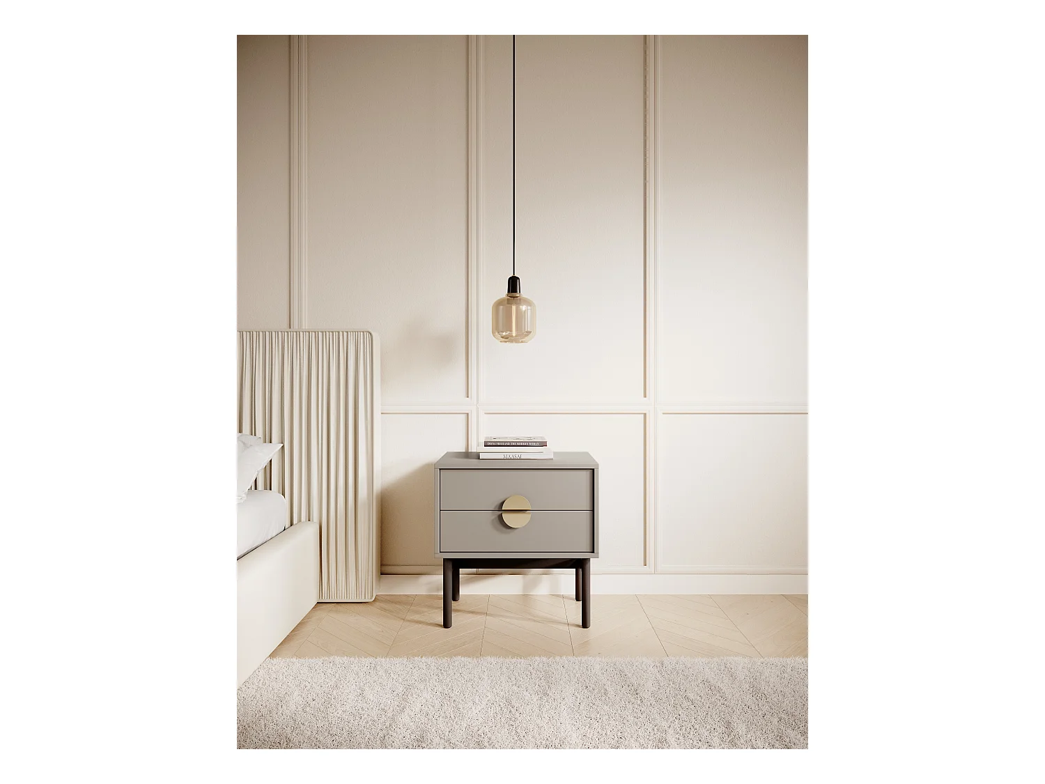 Table de chevet - 55 cm - gris pierre - STOON