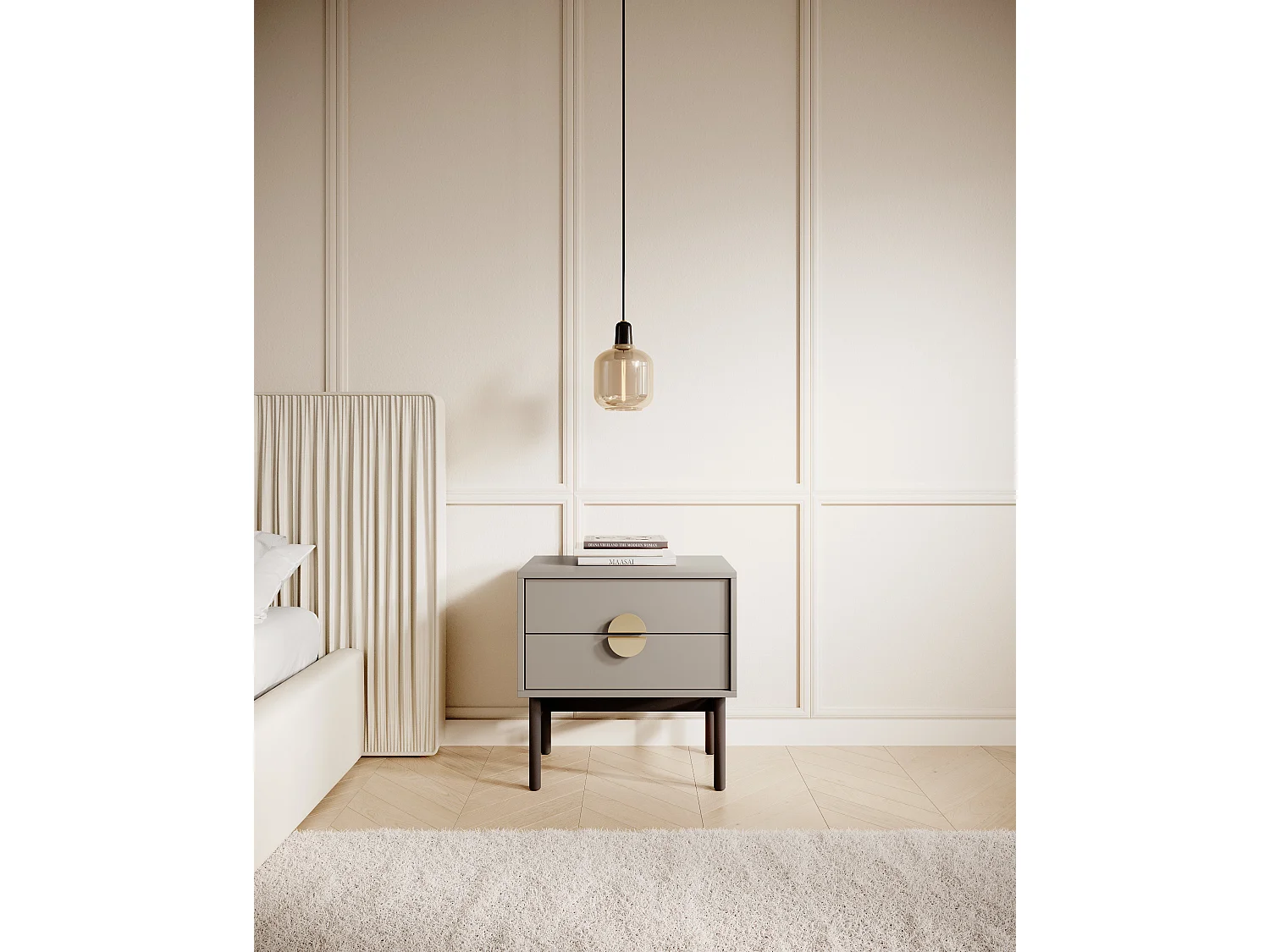 Nachtkastje - 55 cm - steengrijs - STOON