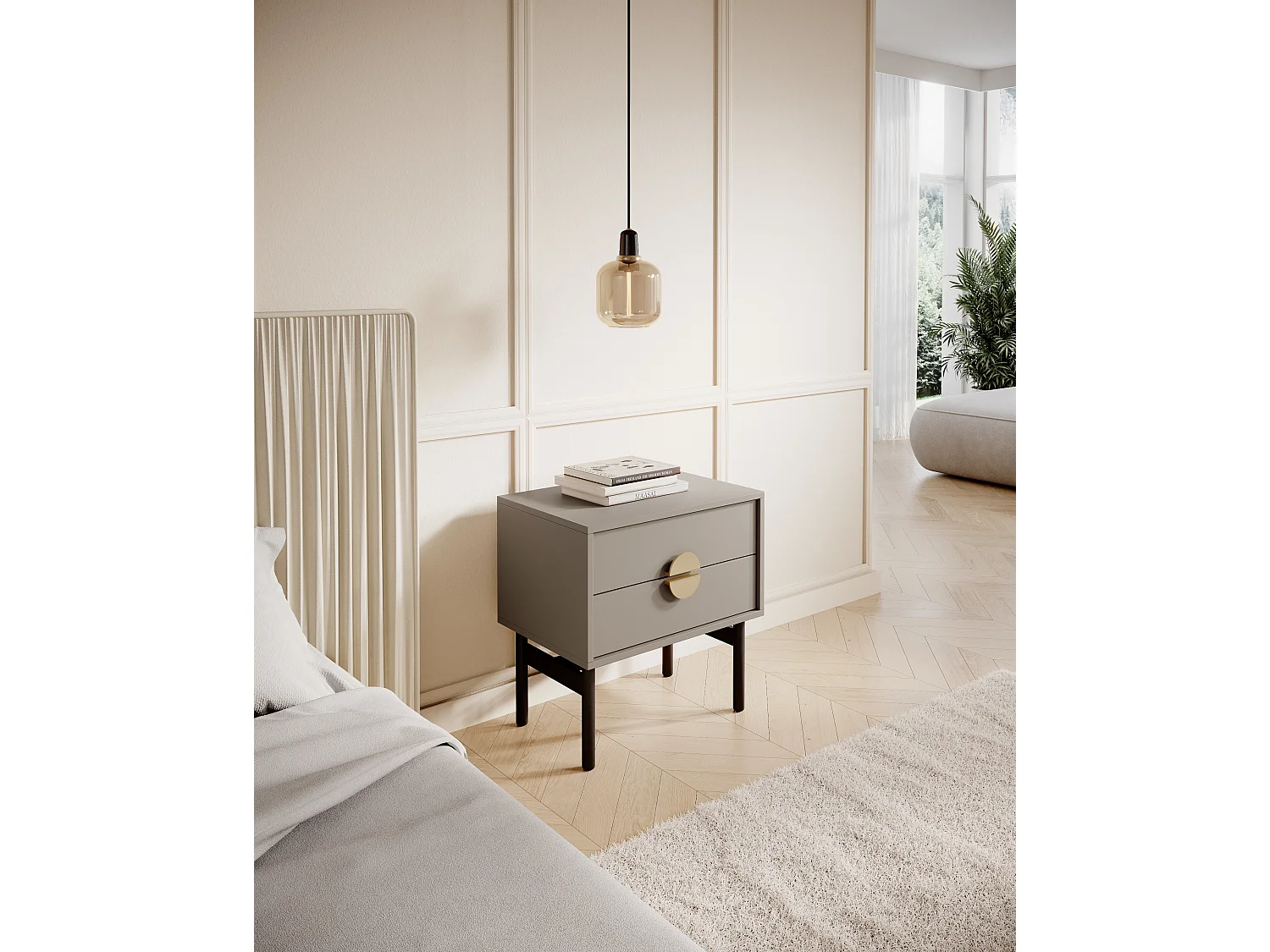 Nachtkastje - 55 cm - steengrijs - STOON