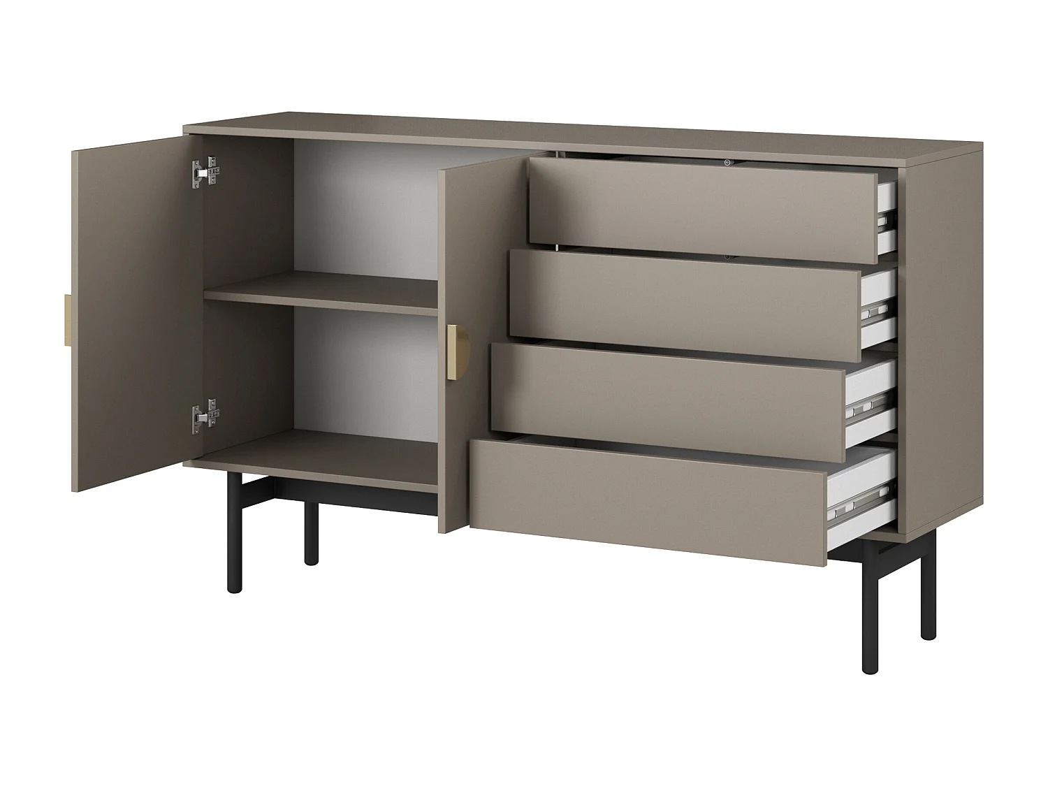 Sideboard mit zwei Türen - 154 cm - mit Schubladen - Steingrau - STOON