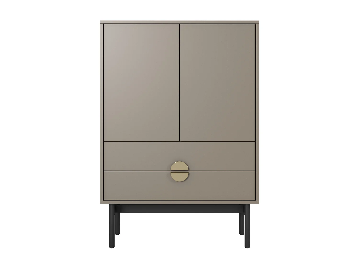 Hoog dressoir - 85 cm - met twee lades - steengrijs - STOON