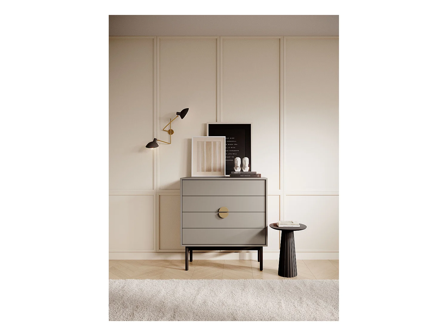 Commode à tiroirs - 85 cm - gris pierre - STOON
