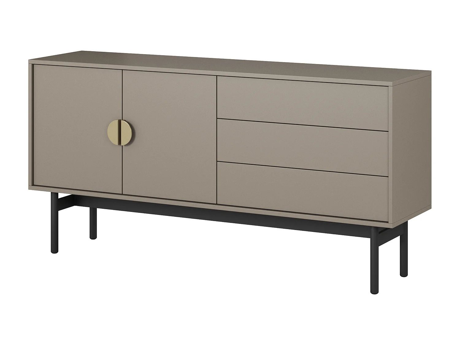 Meuble TV à deux portes - 154 cm - avec trois tiroirs - gris pierre - STOON