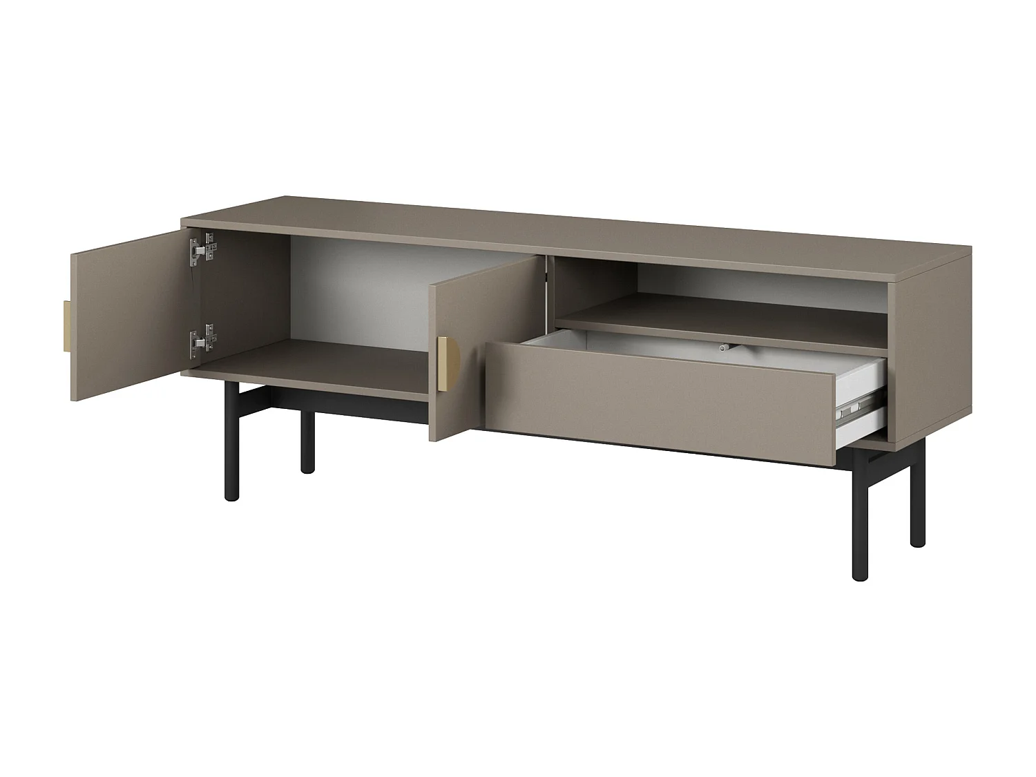 Meuble TV avec tiroir et niche - 154 cm - gris pierre - STOON