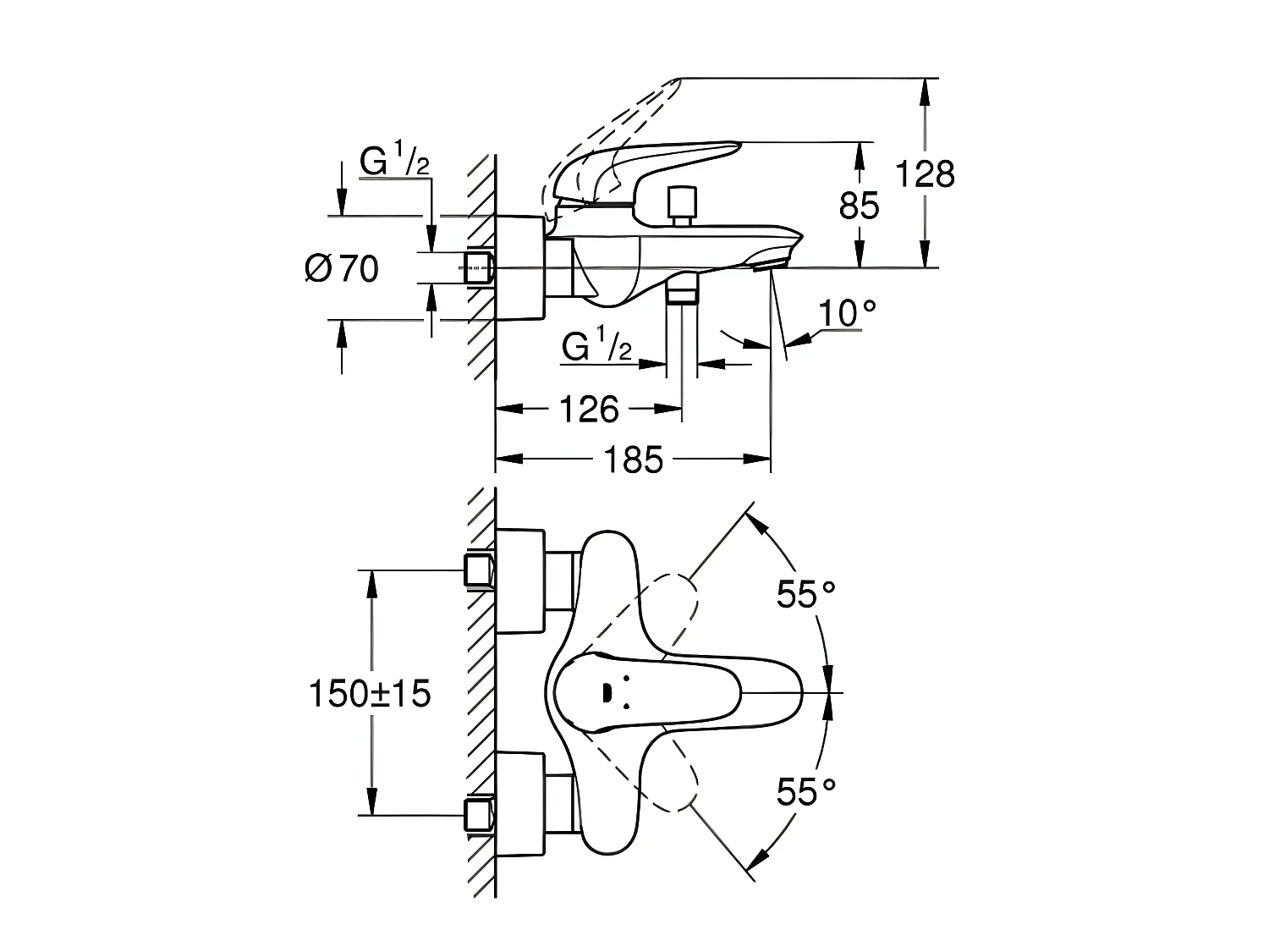 Mitigeur bain douche mécanique GROHE Quickfix Wave 2015