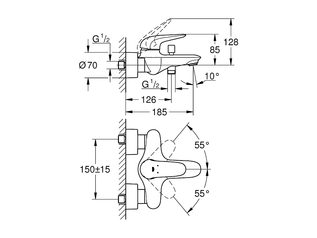 mitigeur bain douche mécanique GROHE Wave 2015