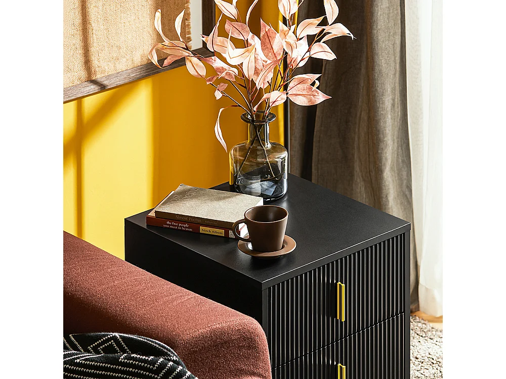 SoBuy Table de Chevet avec 2 Tiroirs Table de Nuit Bout de Canapé Table d'appoint pour Salon, Chambre, Bureau, Noir, L40xH47xP40 cm, FBT115-SCH