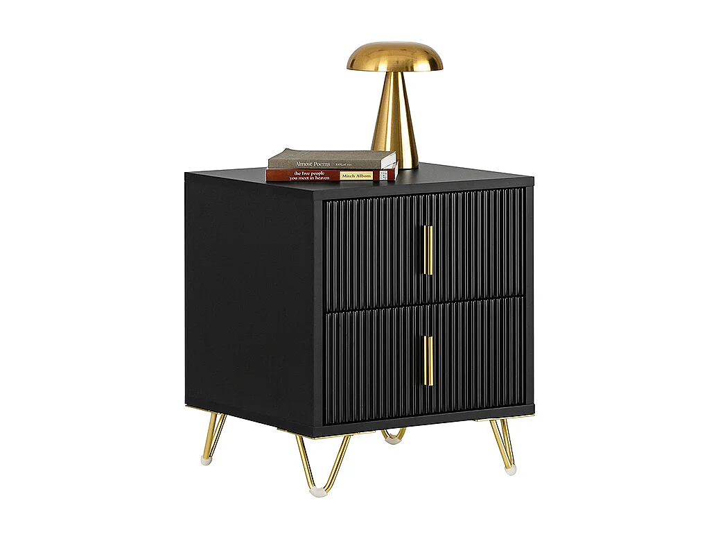 SoBuy Table de Chevet avec 2 Tiroirs Table de Nuit Bout de Canapé Table d'appoint pour Salon, Chambre, Bureau, Noir, L40xH47xP40 cm, FBT115-SCH