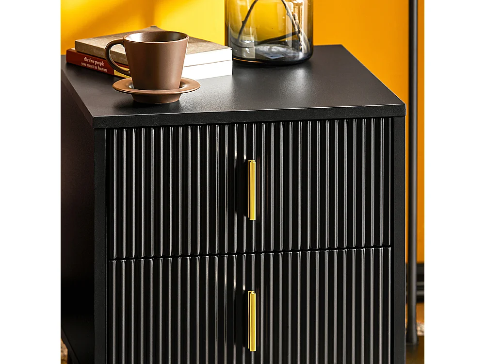 SoBuy Table de Chevet avec 2 Tiroirs Table de Nuit Bout de Canapé Table d'appoint pour Salon, Chambre, Bureau, Noir, L40xH47xP40 cm, FBT115-SCH