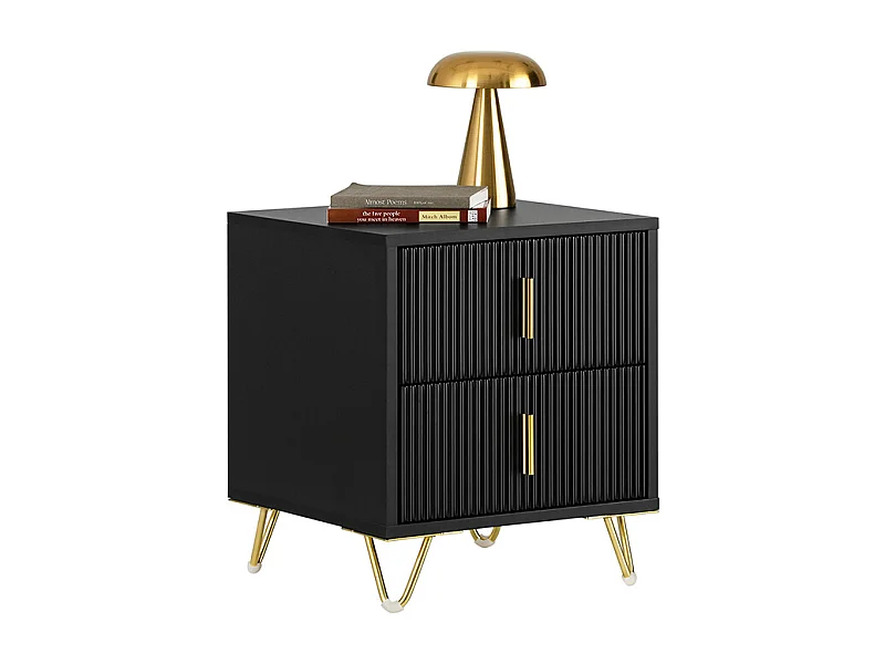 SoBuy Table de Chevet avec 2 Tiroirs Table de Nuit Bout de Canapé Table d'appoint pour Salon, Chambre, Bureau, Noir, L40xH47xP40 cm, FBT115-SCH