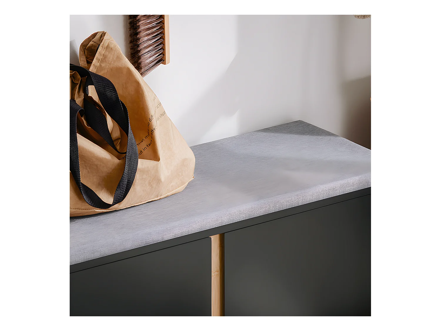 SoBuy Schoenenbank Opbergbank Ingang Schoenenkast met gevoerde zitting en 2 deuren, voor gang, entree, slaapkamer – 90 x 34 x 47 cm, FSR117-SCH