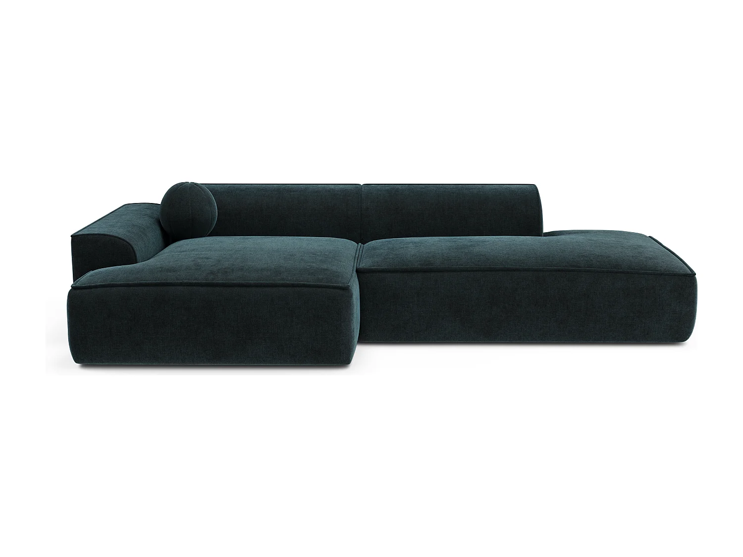 Canapé angle gauche velours bleu paon 300cm ANIA